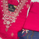 Pink Modal Silk  A - Line Contrast Dupatta Suit