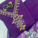 Purple Silk Fabric with Organza Dupatta