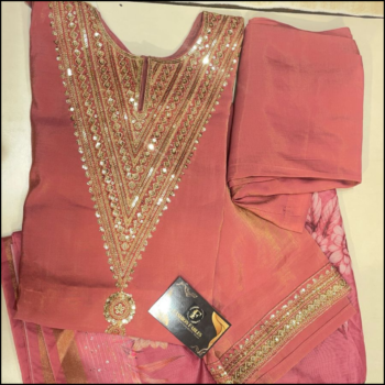 Light Pink Straight Pant Set Silk Fabric