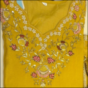Handwork Dupatta with Banarasi Cotton Lining - Mustard Color