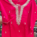 Rose Pink Kolkata Dabka Moti (Zari Work) A line Suit
