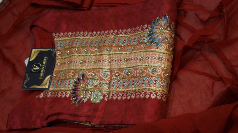 Red Silk Banarasi Weaving Suit Set