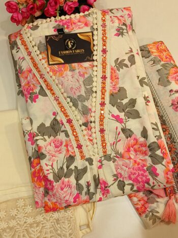 Floral Print Off White Color