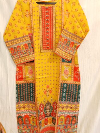 Mustard Yellow Sabhya Sachi Printed Pants Set - Image 5