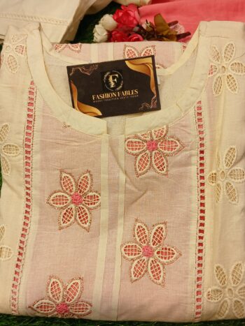 Off White Pink - Cambric Cotton