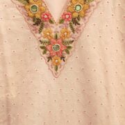 Shifli Work Pants Set with Embroidered Neckline – Light Pink