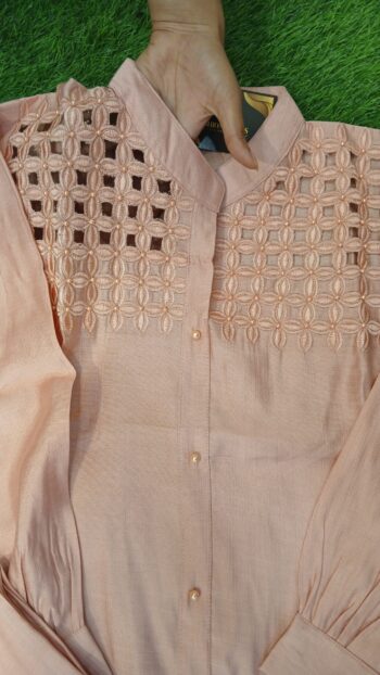 Silk Cotton Fabric Detailing on Yok - Pink Color - Image 2