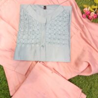 TG Silk Embroidery Work on Yok - Blue Color