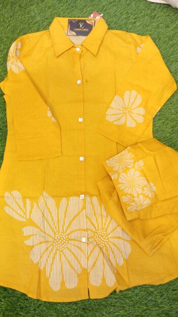 Mulmul Cotton Printed Co-ord Set - Yellow