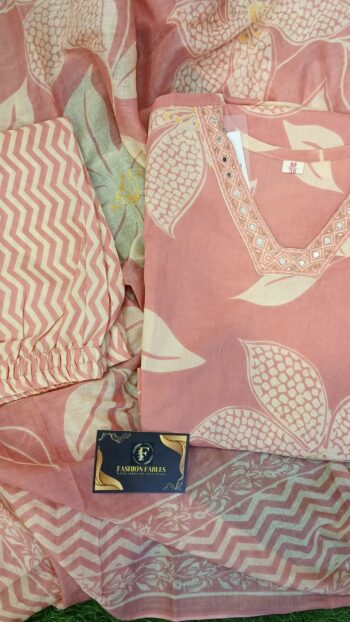 Light Pink Cotton Pants Set - Daily Wear - Image 2