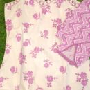 Straps Pattern Cotton Pants Set - White Purple Combination