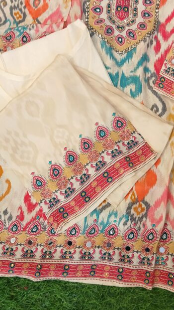 Italian Crepe Floral Co-ord Set – Offwhite - Image 4