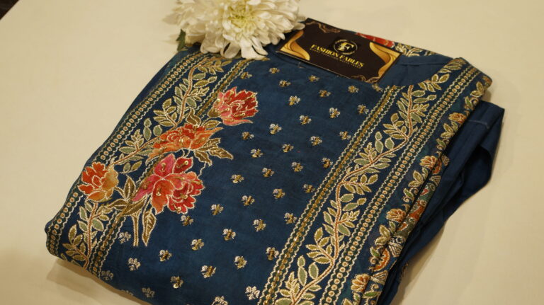 Navy Blue Banarasi Silk Suit Set