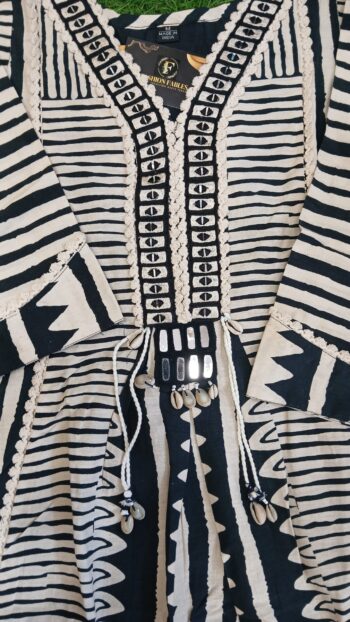 Pure Maslin Co-ord Sets with khadi Bottom : Black & Off White - Image 2