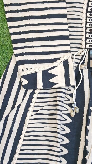 Pure Maslin Co-ord Sets with khadi Bottom : Black & Off White - Image 3