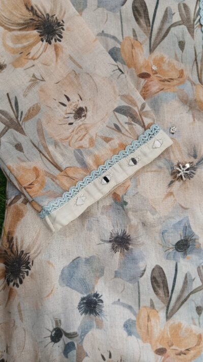 Linen Fabric Co-ord Set with Mirror Work - Image 2