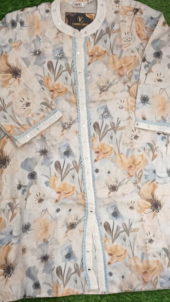 Linen Fabric Co-ord Set with Mirror Work - Image 3