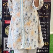 Linen Fabric Co-ord Set with Mirror Work