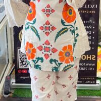 Khadi Co-ord Set with Beads Work