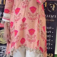 Pure Maslin Co-ord Set + Khadi Botton| Peach Color