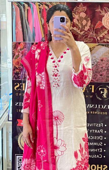 Premium Cotton Pants set: Mirror Work