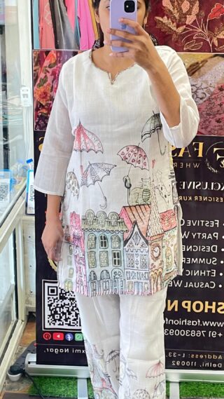 Cotton Co-ord Set With Knot Work