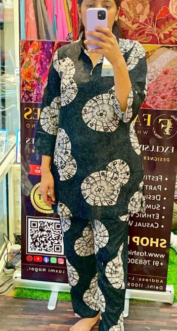 Vyle Cotton Batick Printed Co-ord Set | Black