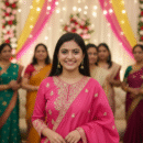 Embroidery & Real Mirror Work Silk Suit