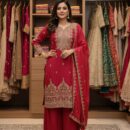 Elegant Pure Crape Embroidered Suit Set