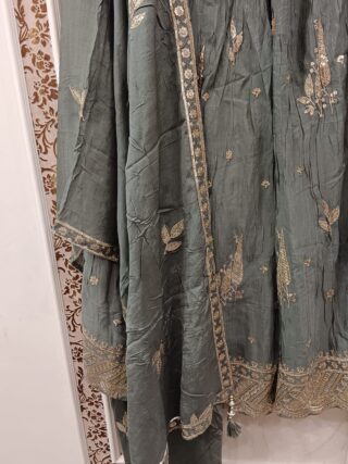 Elegant Pure Chinon Suit with Golden Thread Work - Image 4