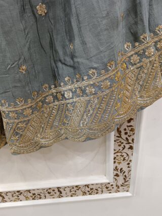 Elegant Pure Chinon Suit with Golden Thread Work - Image 6