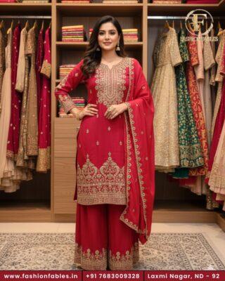Pure Chinon Embroidered Suit - Image 8