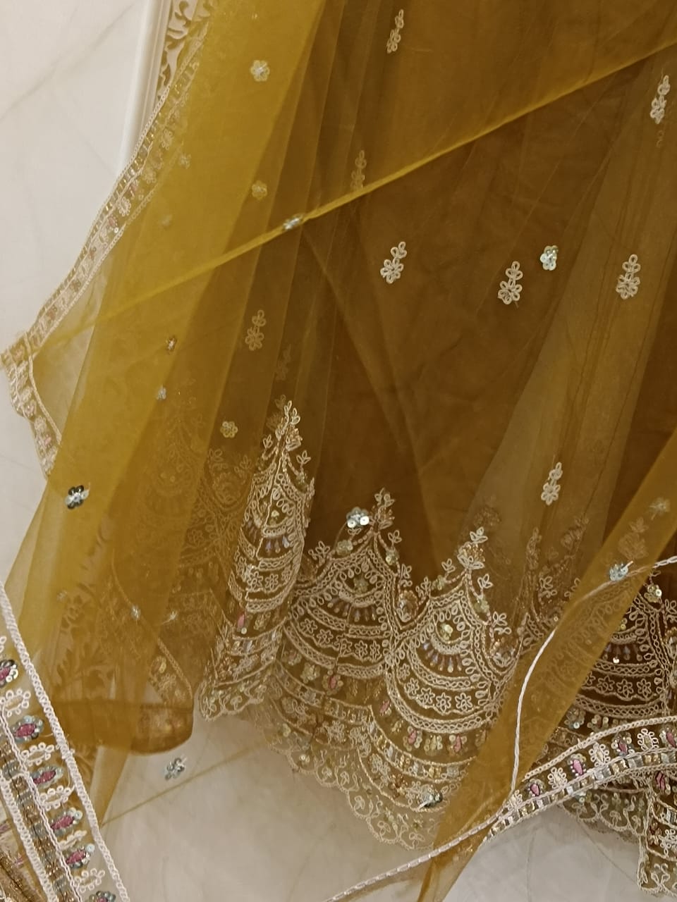 Net Fabric with Multicolor Embroidery - Image 5