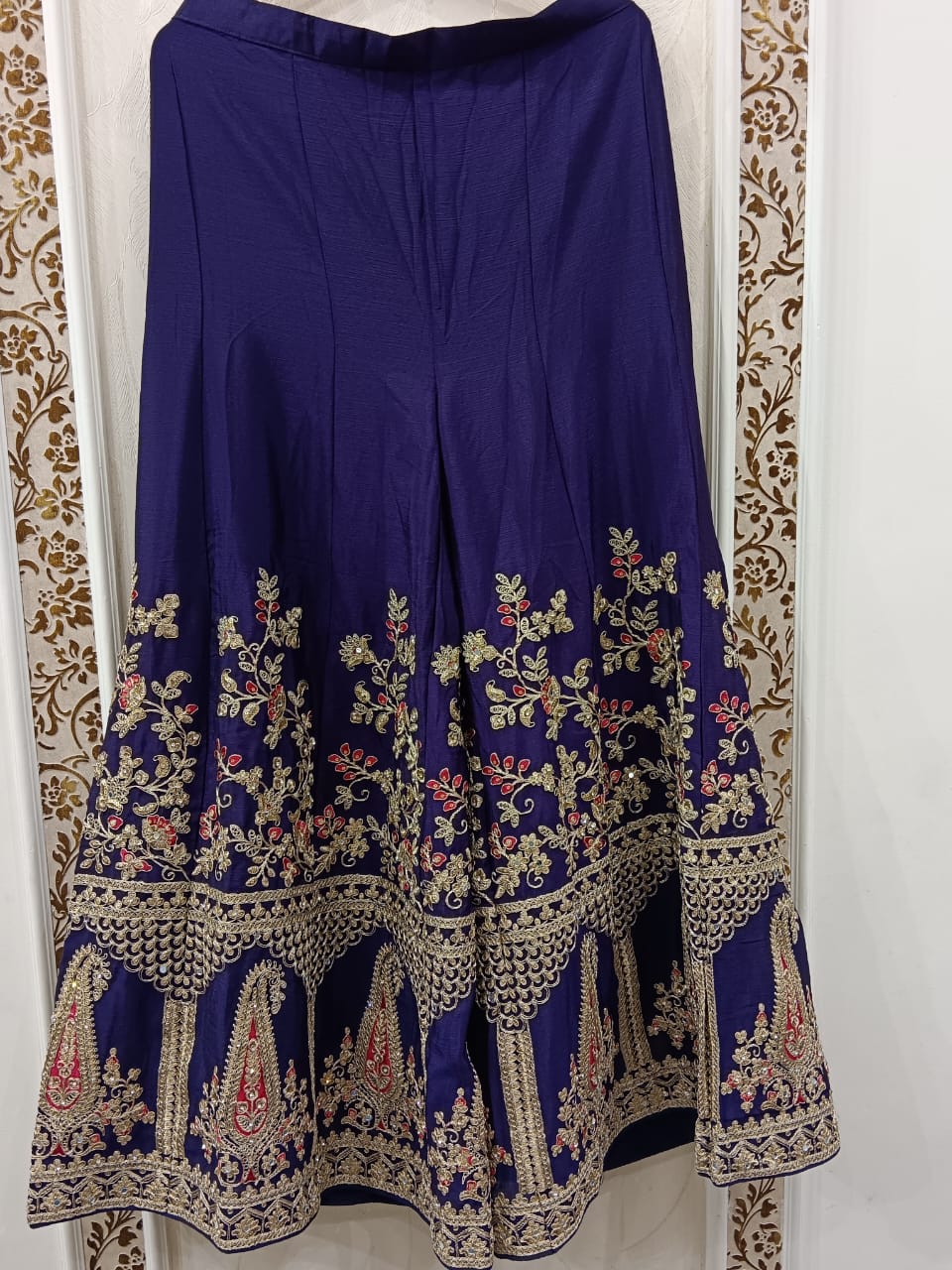 Embroidery & Real Mirror Work Silk Suit - Image 3