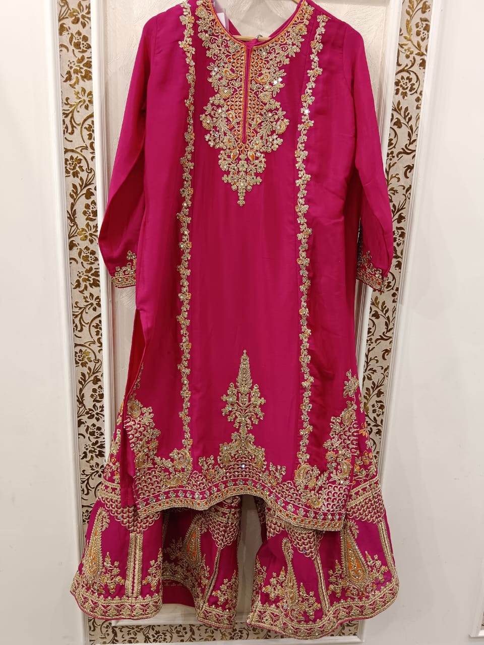 Embroidery & Real Mirror Work Silk Suit - Image 2