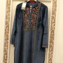 Winter Velvet Co-ord Set with Golden Thread Work (Blue)