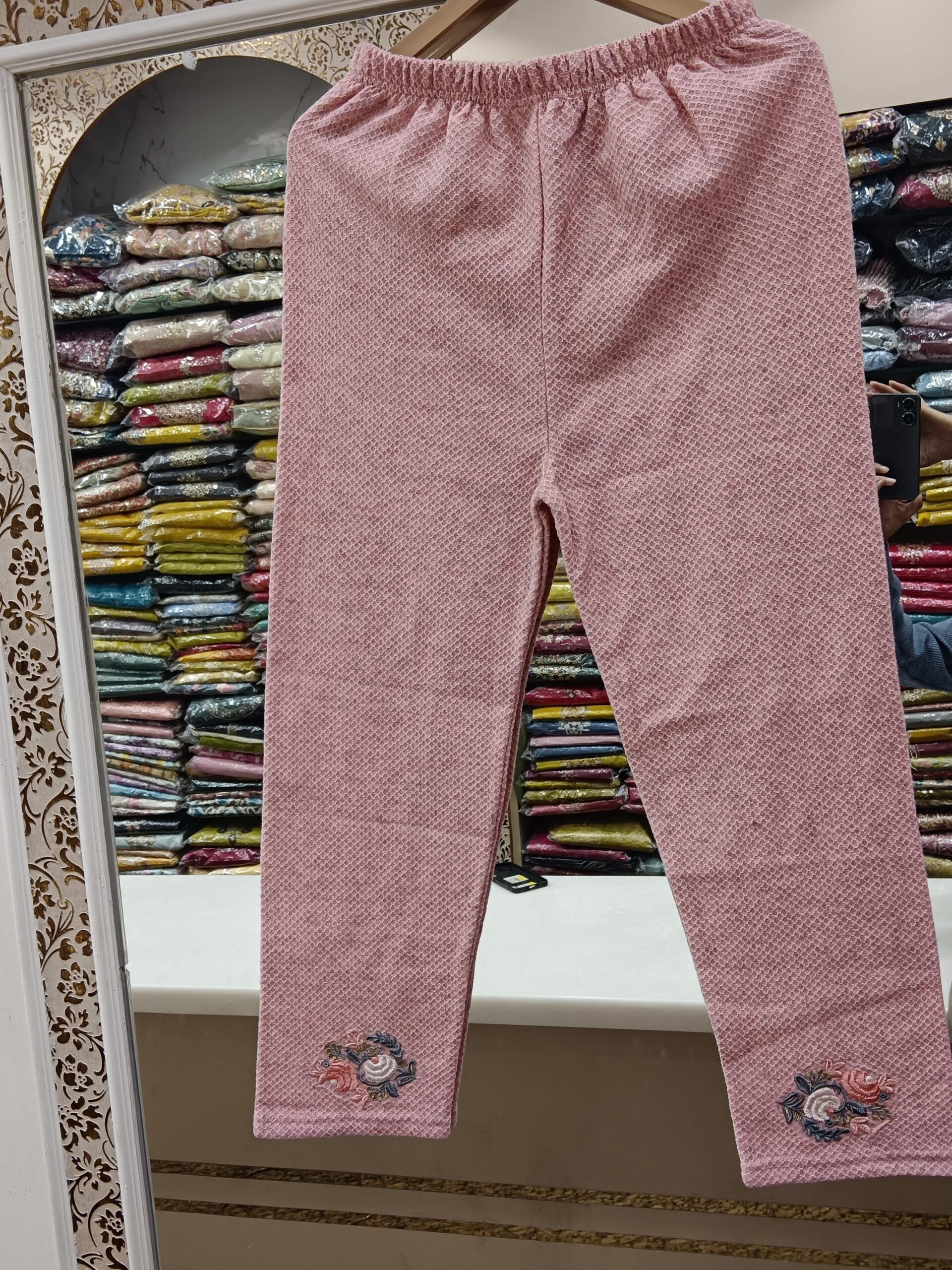 Premium Winter Wooden Suit with Full-Length Dupatta(Pink) - Image 2