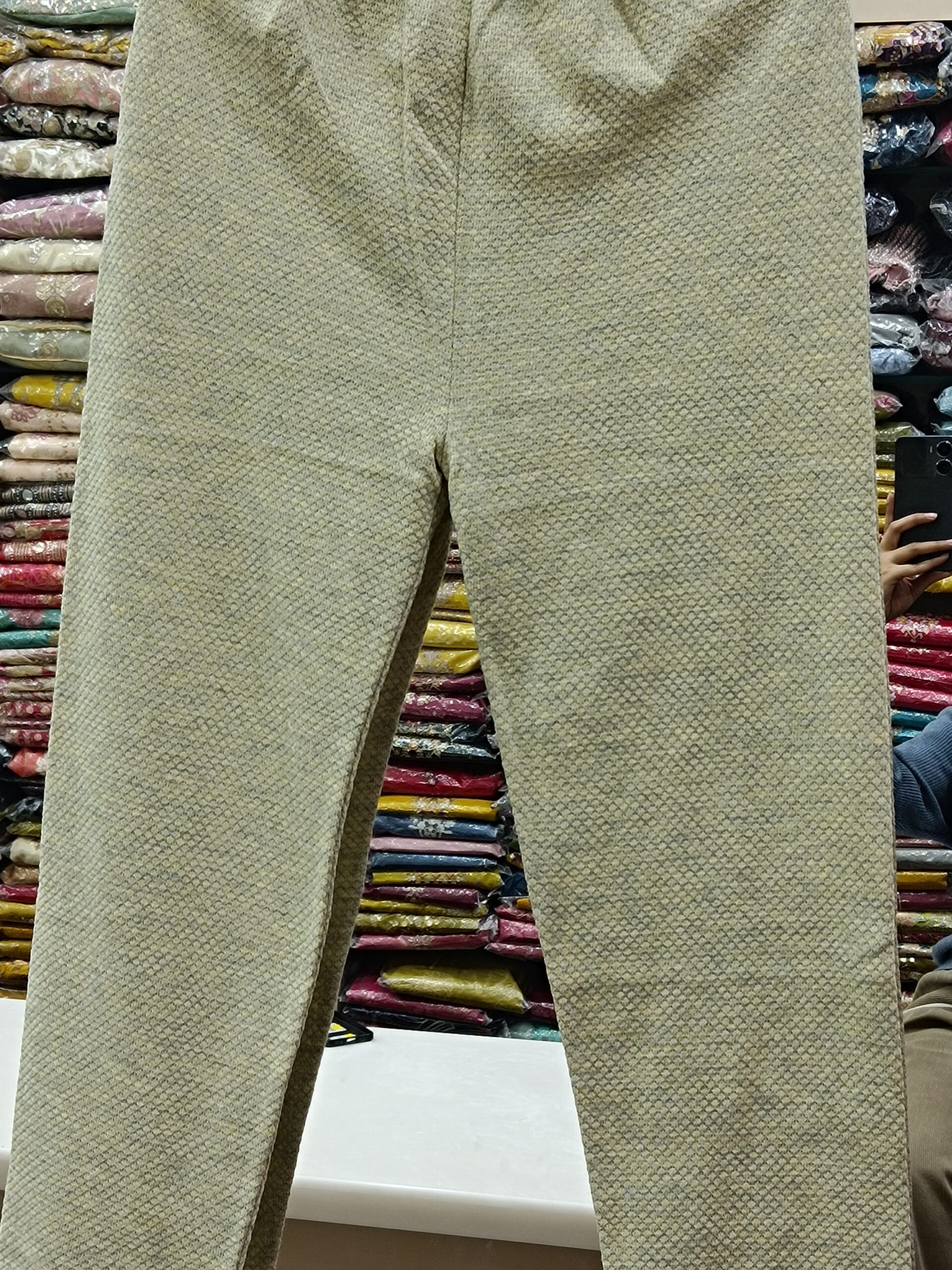 Premium Winter Wooden Suit with Full-Length Dupatta(Biege Green) - Image 3