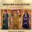 Pure Chinon Fabric With Embroidery Thread Work