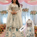 Festive Mirror Work Lehenga Set with Floral Print Skirt & Dupatta