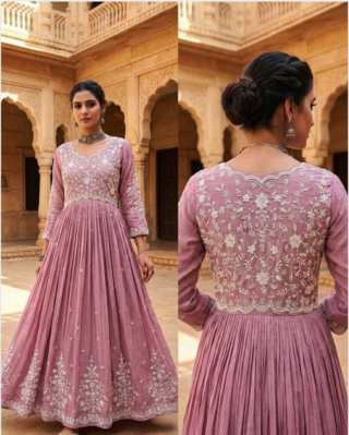 Embroidered Gown with Dupatta