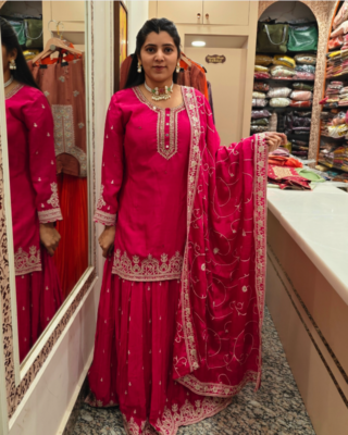 Thread Work Kurta Skirt Set