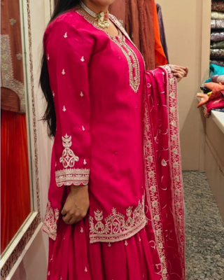 Thread Work Kurta Skirt Set