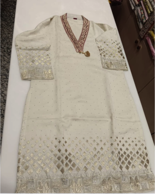 Raw Silk Short Kurta with Plazo