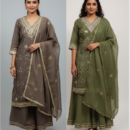 Glass Tissue Kurta with Mirror Work