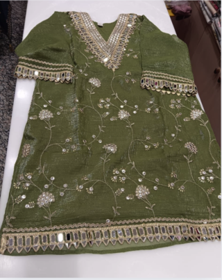 Glass Tissue Kurta with Mirror Work