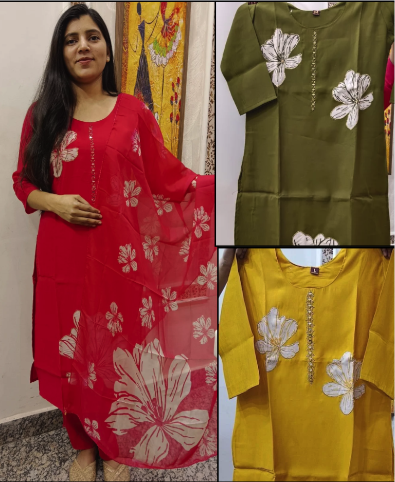 Straight Suit with Organza Dupatta